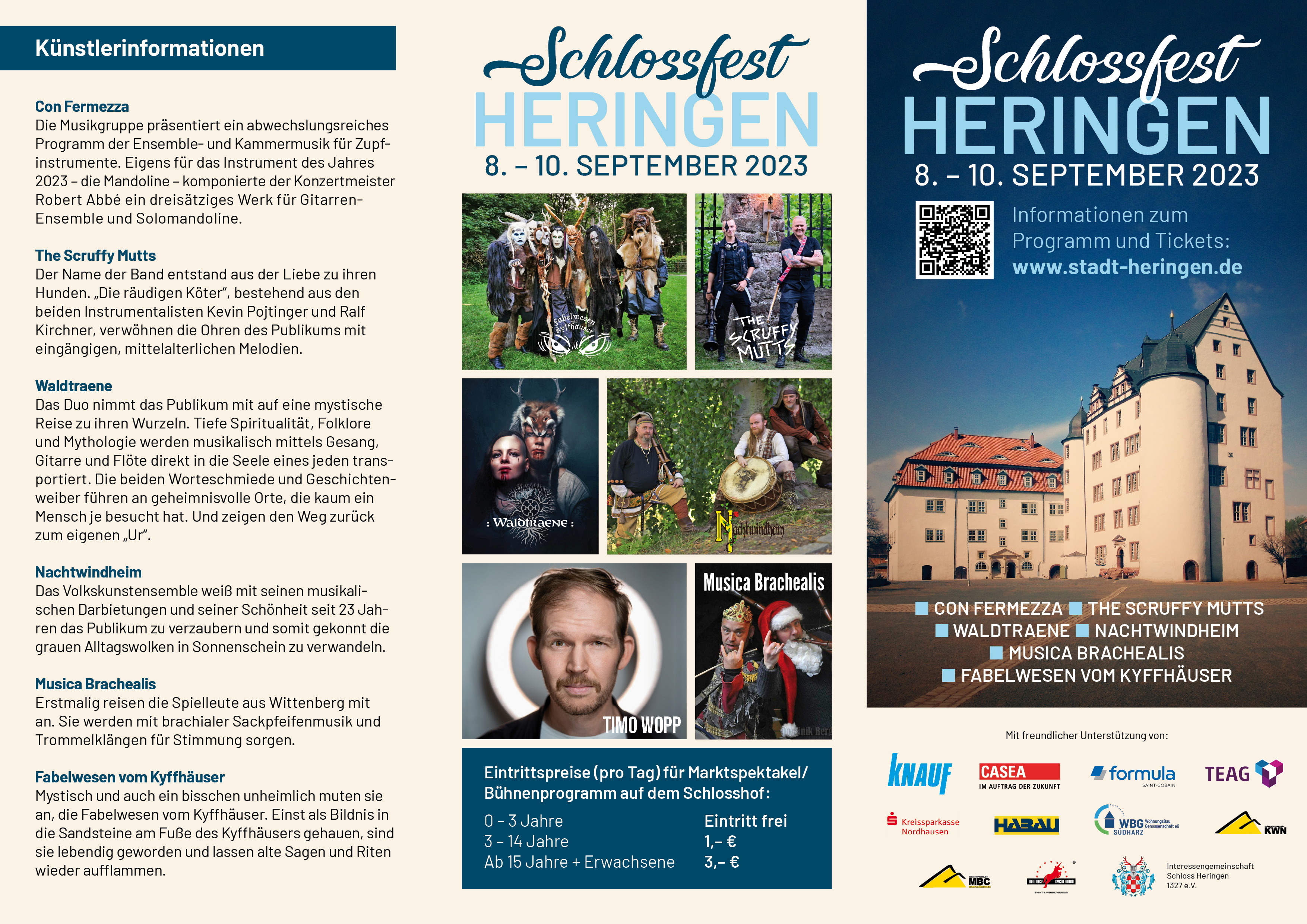 Flyer zum Schlossfest 2022 Seite 1