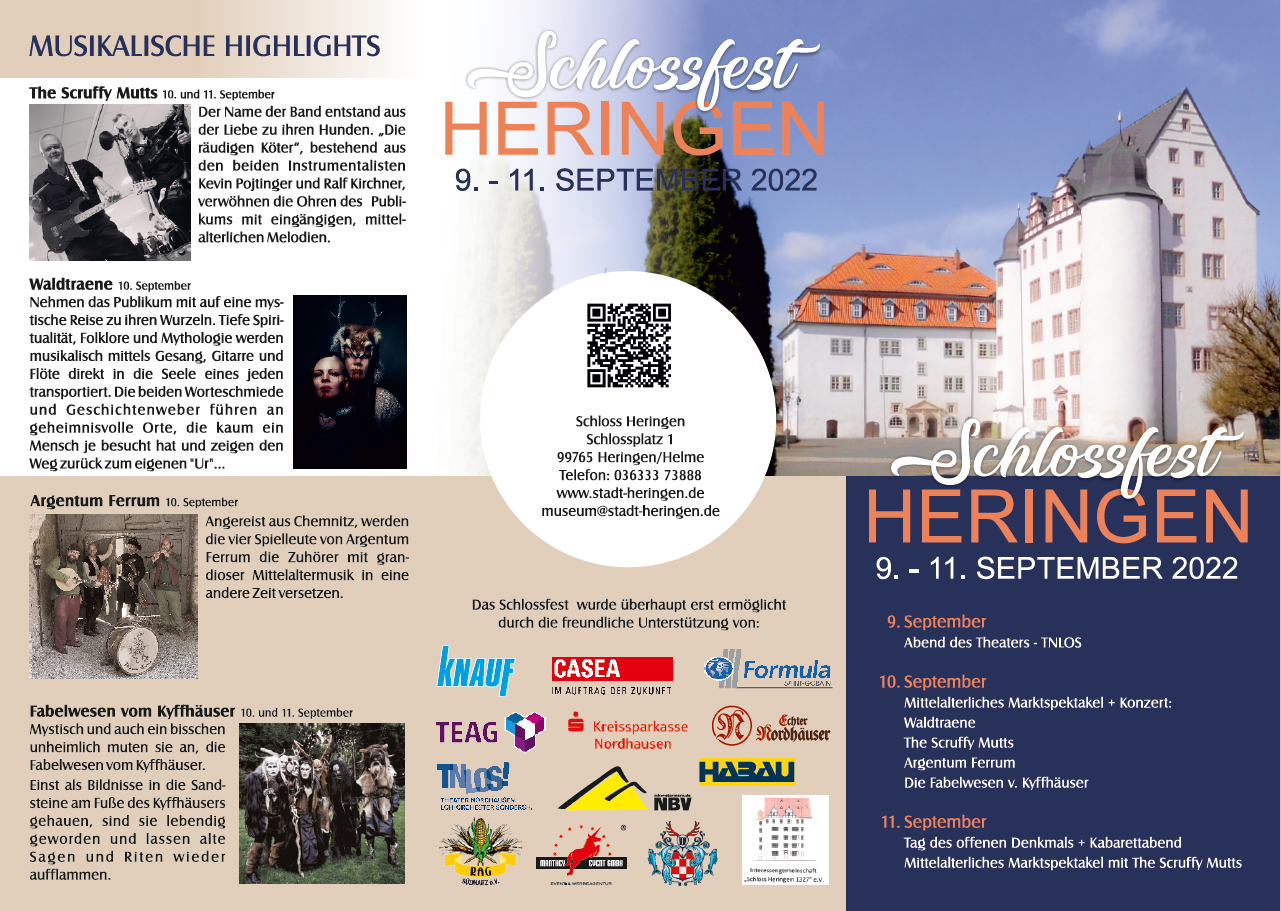Flyer zum Schlossfest 2022 Seite 1